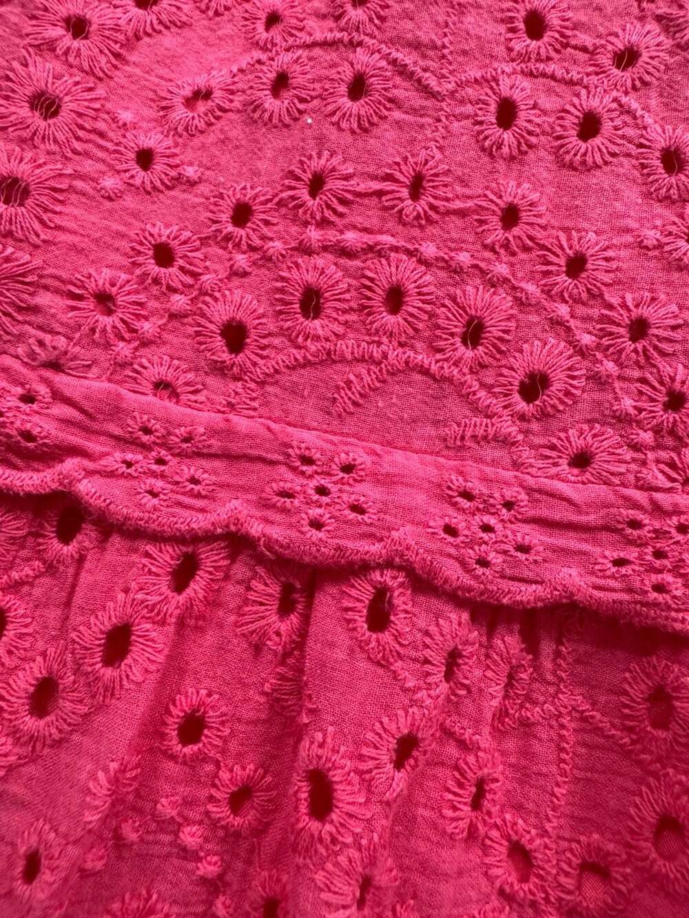 Betsey Johnson Paradise Pink Eyelet Off Shoulder Midi Dress Large Cottagecore - Picture 16 of 16